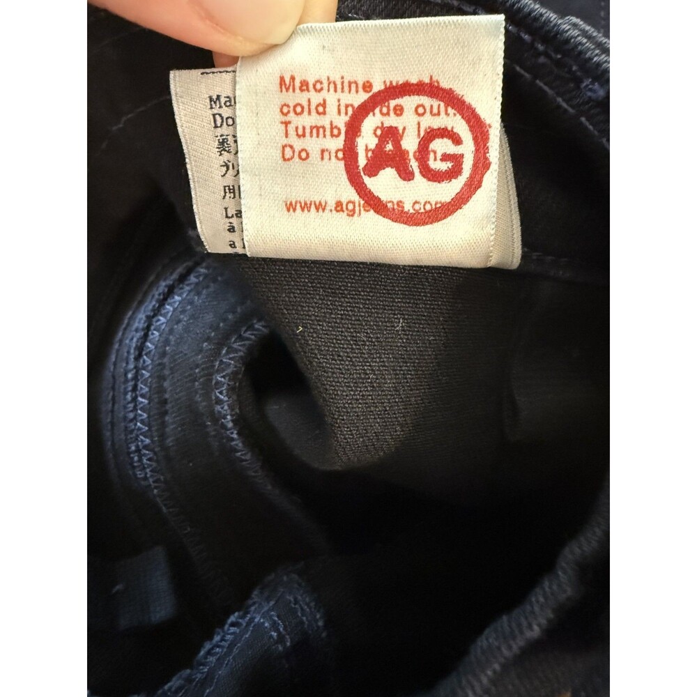 AG Adriano Goldschmied The Mia Cropped Pin Tuck Flare Jeans Navy Made USA 26 - Picture 15 of 15